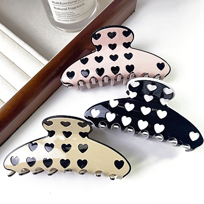 Заколки-коготки из ацетата целлюлозы с узором в виде сердца