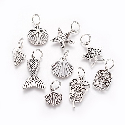 Tibetan Style Alloy Pendants, Mixed Shapes