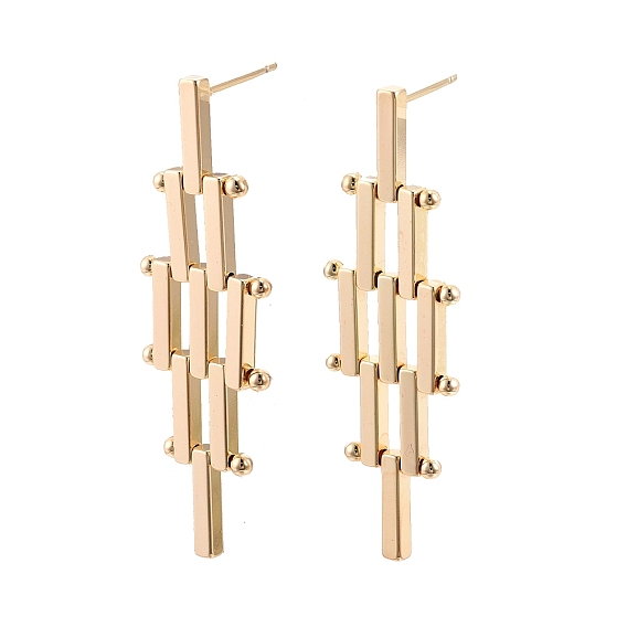 Brass Rhombus Dangle Stud Earrings for Women, Nickel Free