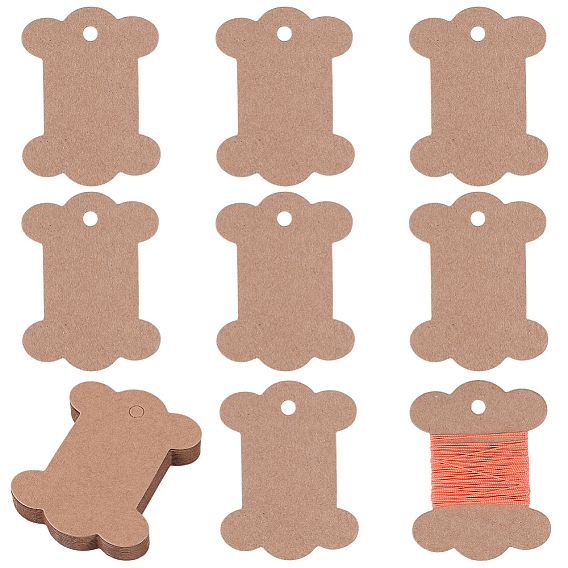 80Pcs Bone Shape Paper Thread Winding Boards, Floss Bobbins, for Cross Stitch Embroidery Cotton Thread Craft DIY Sewing Storage