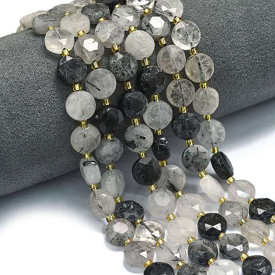 Природного кварца нитей бисера, граненый шестиугольный разрез, плоско-круглые, с бисером