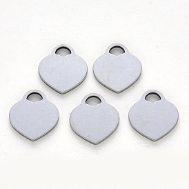 304 Stainless Steel Charms, Laser Cut, Blank Stamping Tag, Heart