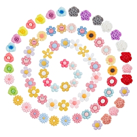 SUNNYCLUE 80Pcs 10 Style Opaque Resin Cabochons, Flower & Sunflower