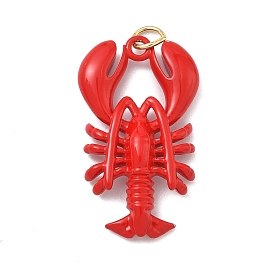 Латунь эмаль подвески, омары-талисманы, без кадмия и без свинца, долговечный, стойки покрытие, реальный 18 k позолоченный
