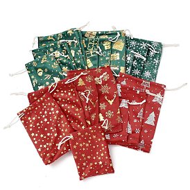 Hot Stamping Christmas Velvet Storage Bags, Drawstring Bags, Rectangle