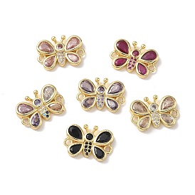 Латунные подвески-шармы в виде бабочек с кубическим цирконием, инкрустированные фианитами., реальный 18 k позолоченный, стойки покрытие, долговечный, без кадмия и без свинца
