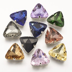 Шить на горный хрусталь, многожильных ссылки, стекло горный хрусталь, с настройками латуни, аксессуары для одежды, граненые, треугольные