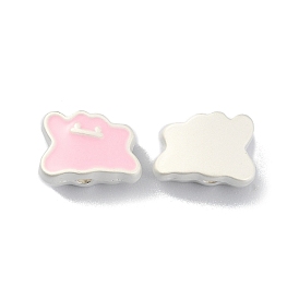 Alloy Enamel Beads, Matte Silver Color, Ghost