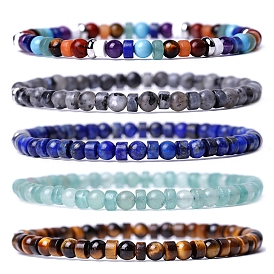 Natural Gemstone Beads Stretch Bracelets for Women Men