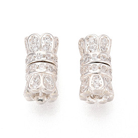 925 Застежки-винты из стерлингового серебра и прозрачного кубического циркония, цветок, с печатью s925