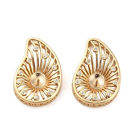 Латунный микро-паве кубический цирконий, форма раковины, за половину пробурено бисера, без кадмия и без свинца, стойки покрытие, долговечный