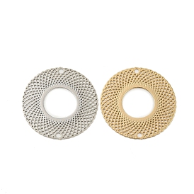 Rack Plating Brass Hollow Out Connector Charms, Long-Lasting Plated, Donut Etched Metal Embellishments