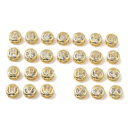 Латунные микро проложить кубического циркония многожильных ссылки, плоские круглые с буквы, реальный 18 k позолоченный