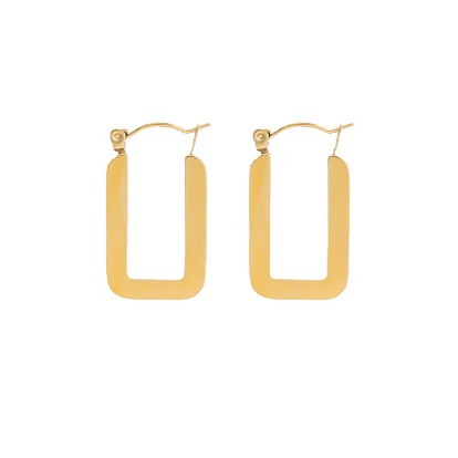 Chic Geometric Stainless Steel Earrings for Women - Minimalist, High-end 14K Gold Plated Titanium Steel Ear Studs