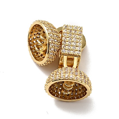 Brass Micro Pave Clear Cubic Zirconia Fold Over Clasps, Cadmium Free & Lead Free