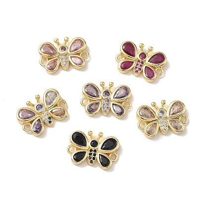 Латунные подвески-шармы в виде бабочек с кубическим цирконием, инкрустированные фианитами., реальный 18 k позолоченный, стойки покрытие, долговечный, без кадмия и без свинца