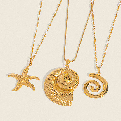 Минималистичные ожерелья с подвесками в виде морских звезд и ракушек из нержавеющей стали для женщин в стиле океана, реальный 304 k позолоченный