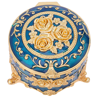 Vintage Zinc Alloy Rose Pattern Jewelry Storage Box