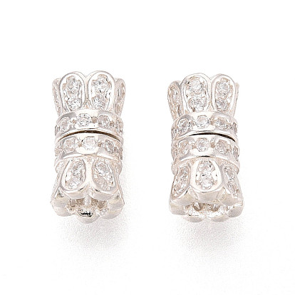 925 Застежки-винты из стерлингового серебра и прозрачного кубического циркония, цветок, с печатью s925