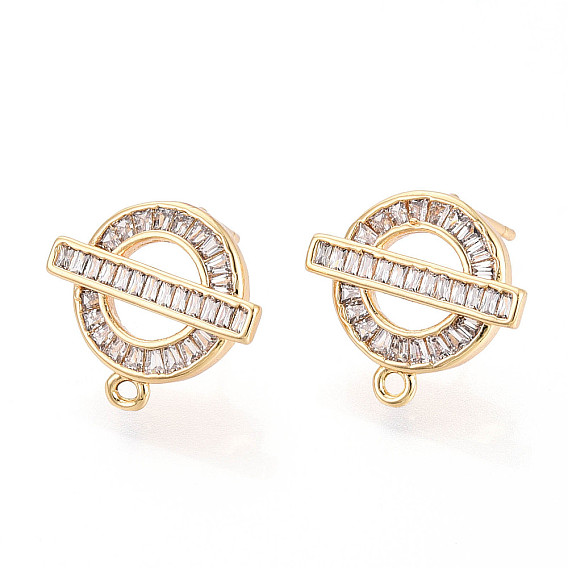 Латунные серьги-гвоздики из циркония, плоско-круглые