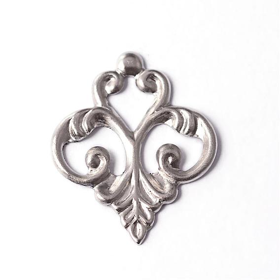 201 Edelstahl Reize, Blume, 15x13x1 mm, Bohrung: 3 mm