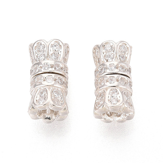 925 Застежки-винты из стерлингового серебра и прозрачного кубического циркония, цветок, с печатью 925