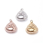 Brass Micro Pave Cubic Zirconia Pendants, with Soldered Jump Rings, Buddha