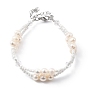 Multi-Strang-Armbänder, mit Glasperlen, natürlichen Perlen, Glasperlen und 304 Hummerkrallenverschlüsse aus Edelstahl