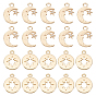 20Pcs 2 Styles Brass Charms, with Cubic Zirconia, Moon & Flat Round with Star