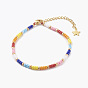 Glass Seed Beaded Bracelets, with 304 Stainless Steel Lobster Claw Clasps, Golden