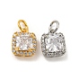 Латунные микропаве прозрачные подвески с фианитом, без кадмия, без никеля и без свинца, квадратный