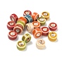 Vintage Handmade Porcelain European Beads, Fancy Antique Glazed Porcelain, Large Hole Beads, Flat Round