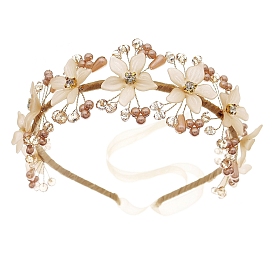 Acrylic Hair Bands, with Imitation Pearl, Flower