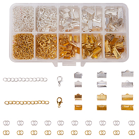 Kits de joyería de bricolaje sunnyclue, con extremos de cinta de hierro y extensor de cadena y anillos de salto, cierres de garra de langosta de aleación de zinc y caja de plástico