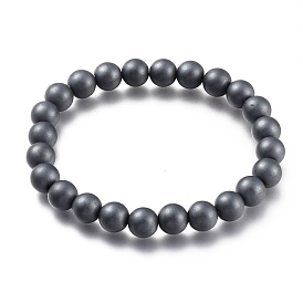 Non-magnetic Synthetic Hematite Beads Stretch Bracelets, Round