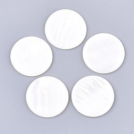 Freshwater Shell Cabochons, with Transparent Clear Epoxy Resin, Flat Round