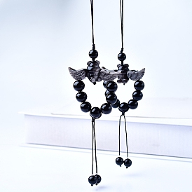 Natural Obsidian Hanging Ornaments, Pig with Wing Pendant Deccorations