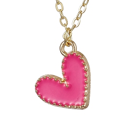 Alloy Enamel Heart Pendants Necklaces, Real 18K Gold Plated Brass Cable Chains Necklaces for Women