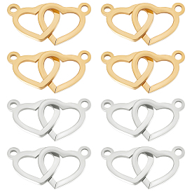 12шт 2 цвета 304 подвески из нержавеющей стали, двойные сердечные ссылки