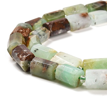 Natural Chrysoprase Beads Strands, with Seed Beads, Faceted Column