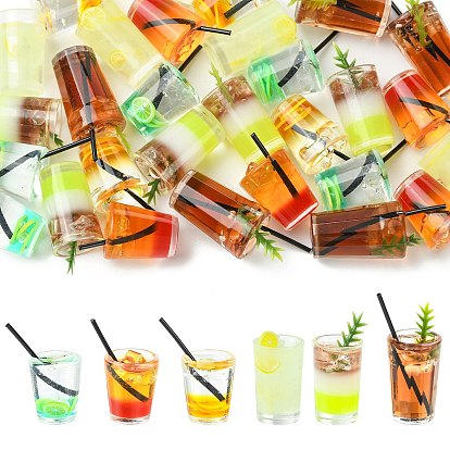 30Pcs 6 Styles 3D Drink Transparent Resin Display Decorations, Micro Landscape Decoration Accessories