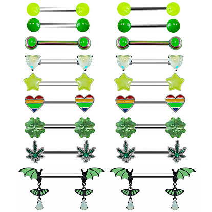 316l Кольца для сосков из хирургической нержавеющей стали и акрила, цвет нержавеющей стали