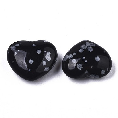 Natural Snowflake Obsidian Heart Love Stone, Pocket Palm Stone for Reiki Balancing