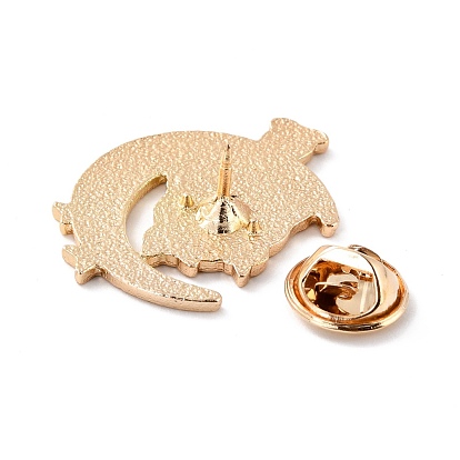 Moon Star Cats Enamel Pin, Cute Alloy Enamel Brooch for Backpacks Clothes, Light Gold
