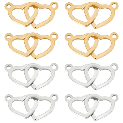 12шт 2 цвета 304 подвески из нержавеющей стали, двойные сердечные ссылки
