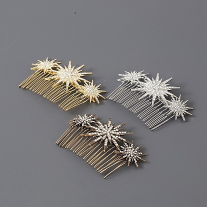Star Alloy Rhinestone Hair Combs, Hair Accessories for Women and Girls