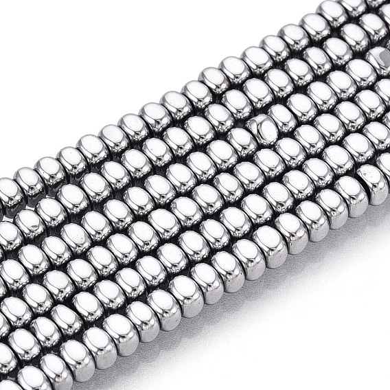 Brins de perles d'hématite non magnétiques synthétiques galvanisées, placage sous vide pvd, plaqué longue durée, carrée