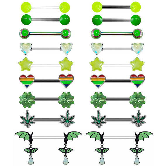316l Кольца для сосков из хирургической нержавеющей стали и акрила, цвет нержавеющей стали