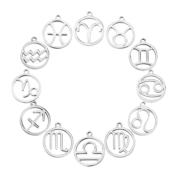 304 подвески из нержавеющей стали, ручная полировка, кольцо с двенадцатью созвездиями