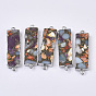 Synthetic Regalite and Aqua Terra Jasper Links Connectors, Edge Platinum Plated, with Iron Loop, Rectangle